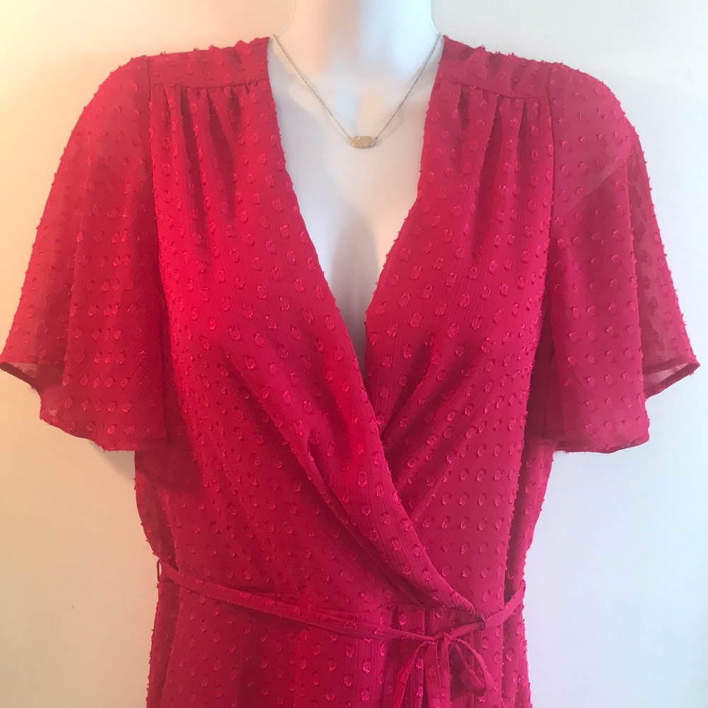 Sexy and ready for the holidays in this Vince Camuto Hi-low Wrap Midi Dress - Picture 4 of 14